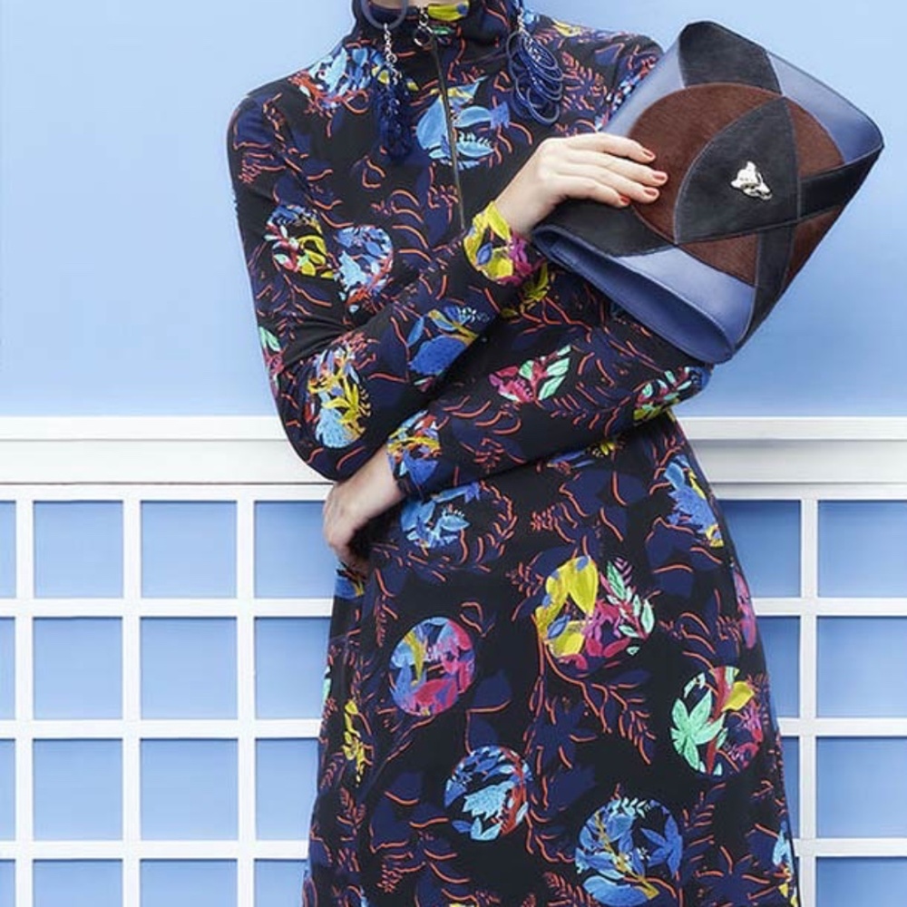 Marc Cain | Retails for $828 | Printed Zip Front Dress | Size N5 (XL)